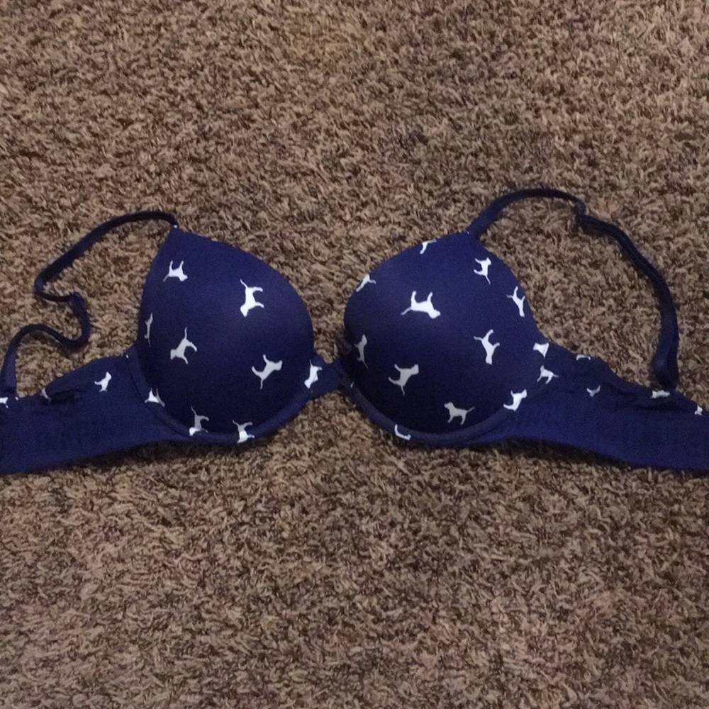 Navy blue PINK victoria’s secret push up bra